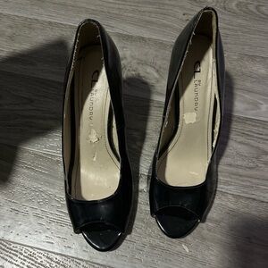 CL by Laundry Classic Black Peep Toe Heels